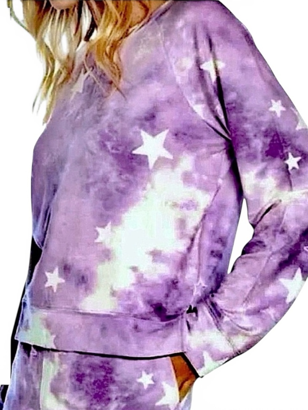 WILDFOX Relaxed Fit Sweatshirt in Purple & White ‘Tie Dye Stars’
